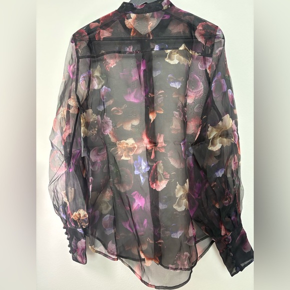 NWT Equipment Femme Women’s Boleyn Button Front Floral Sheer Silk Blouse Size M - Picture 5 of 9